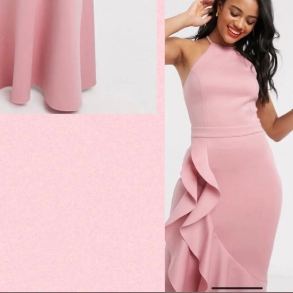 Pink Halter-neck, Ruffle, Maxi dress - Picture 5 of 7